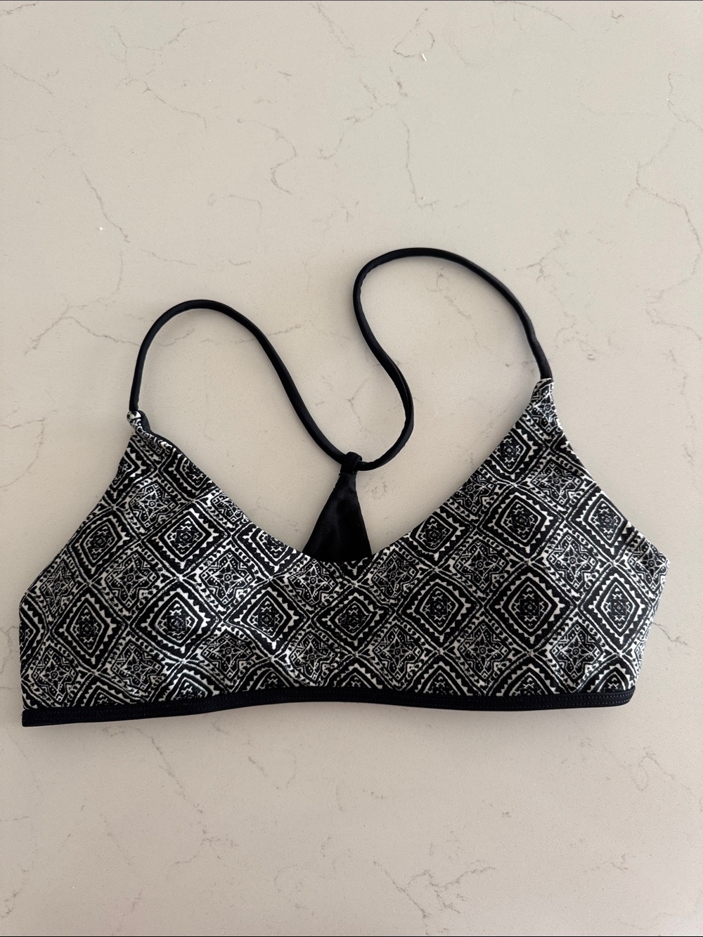 Hollister Black & White Geometric Bikini Top